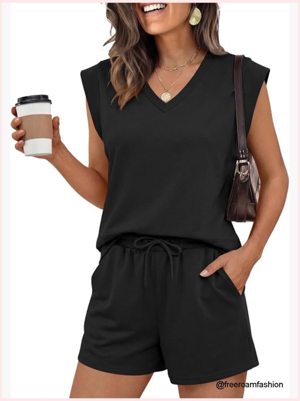 2 Piece Short Set Cap Sleeve Top & Shorts Lounge Travel Outfit